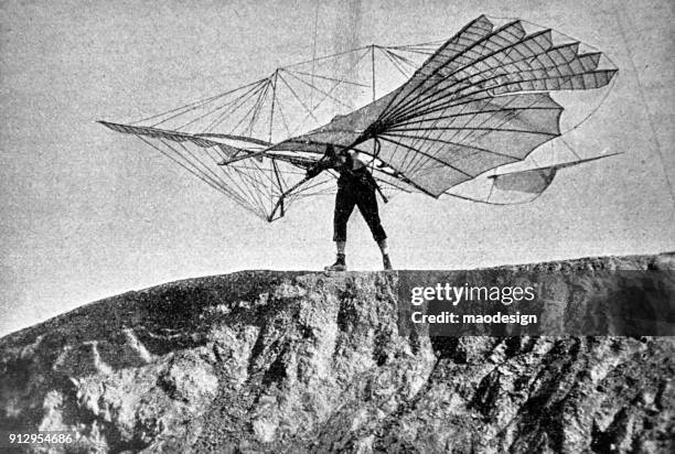 illustrations, cliparts, dessins animés et icônes de commencer à voler avec une aile - 1896 - planeur