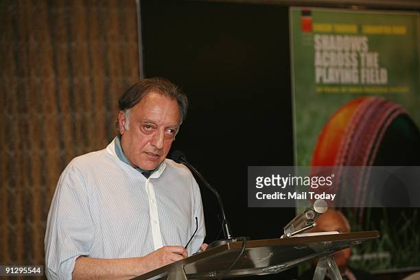 Mansoor Ali Khan Pataudi speaking at the Book release function of 'Shadows Across the Playing Field:60 years of India-Pakistan Cricket' authored by...