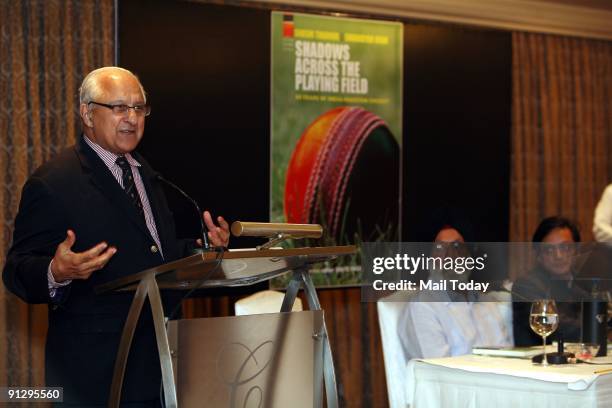 Shaharyar Khan speaking at the occasion of the book release function of 'Shadows Across the Playing Field:60 years of India-Pakistan Cricket'...