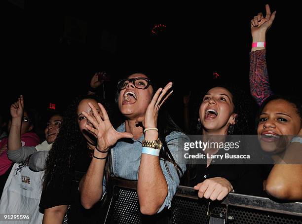 View of the audience during the Latin Series GRAMMY Celebration Concert Tour Presented By T-Mobile Sidekick at Webster Hall on September 30, 2009 in...