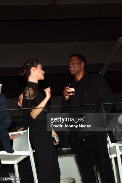 Emmy Rossum and Chris Rock attend "The Minefield Girl" Audio Visual Book Launch at Lightbox on January 31, 2018 in New York City.