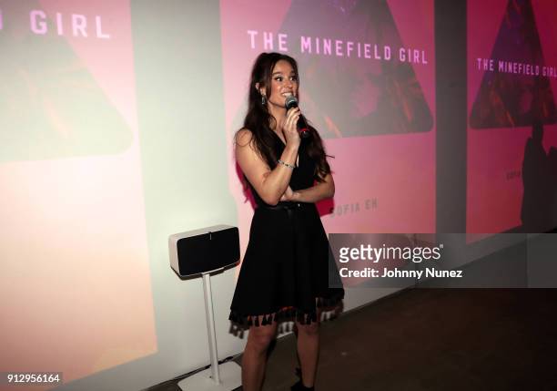 Sofia Ek speaks at "The Minefield Girl" Audio Visual Book Launch at Lightbox on January 31, 2018 in New York City.