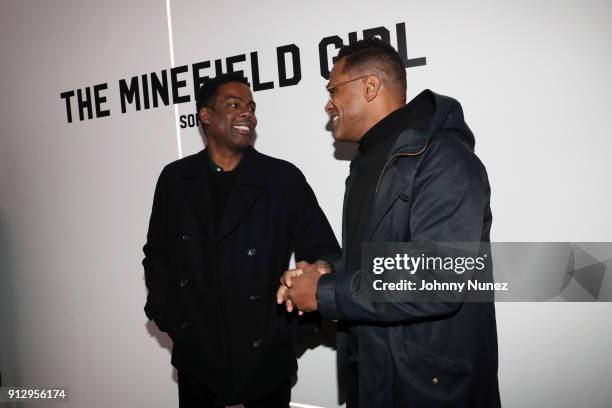 Chris Rock and Maxwell attend "The Minefield Girl" Audio Visual Book Launch at Lightbox on January 31, 2018 in New York City.