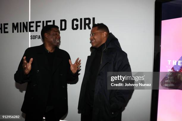 Chris Rock and Maxwell attend "The Minefield Girl" Audio Visual Book Launch at Lightbox on January 31, 2018 in New York City.