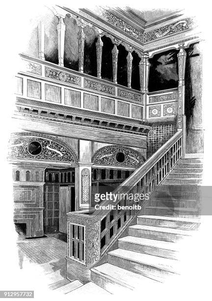 victorian style mansion interior - victorian mansion stock illustrations