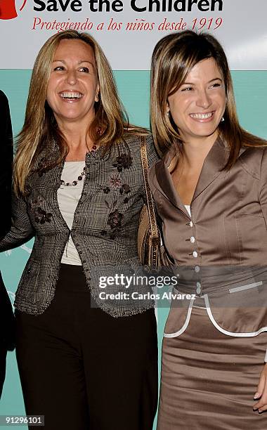 Spanish Minister Trinidad Jimenez and Spanish minister Bibiana Aido attend "Save the Children" ceremony awards at Círculo de Bellas Artes on...