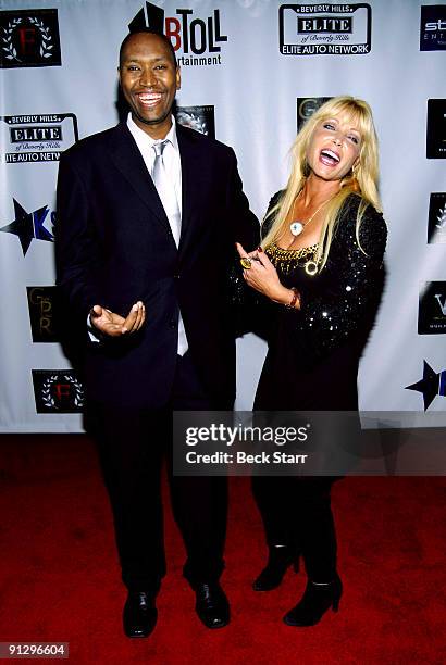 Devon Guzzie and Pamela Bach-Hasselhoff arrive at Publicist Devon Guzzie's Birthday Party at Empire Nightclub on September 25, 2009 in Hollywood,...