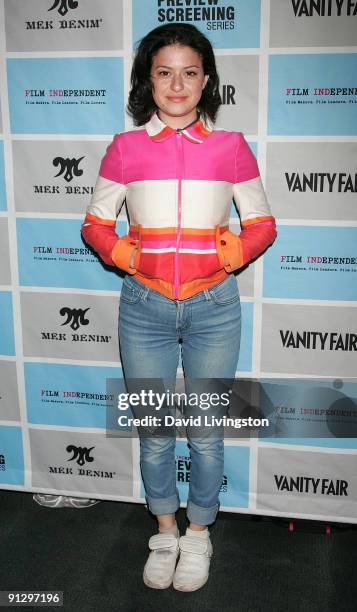 Actress Alia Shawkat attends Film Independent's preview screening of "Whip It" at the Pacific Design Center on September 30, 2009 in West Hollywood,...