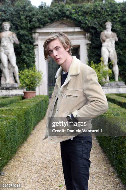 Lucky Blue Smith attends Treasures of Rome Book Presentation on February 1, 2018 in Rome, Italy.