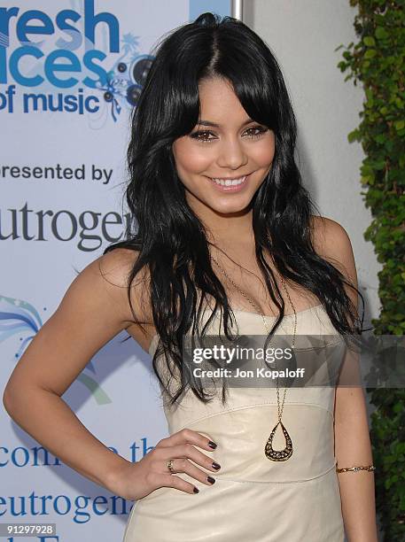 Actress Vanessa Hudgens arrives at VH1 Save The Music Foundation's Neutrogena Fresh Faces Music Benefit at Jim Henson Studios on September 26, 2009...