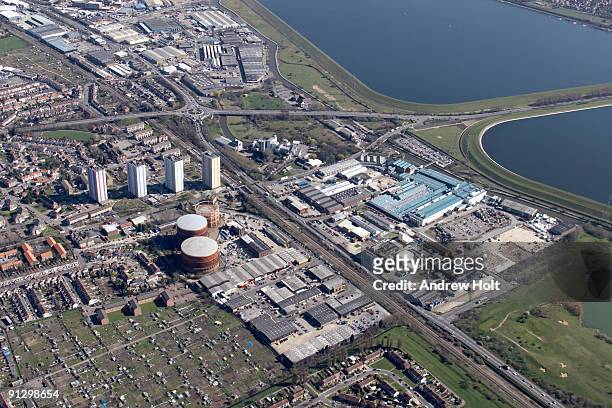 aerial view of redburn trading estate - enfield london stock pictures, royalty-free photos & images