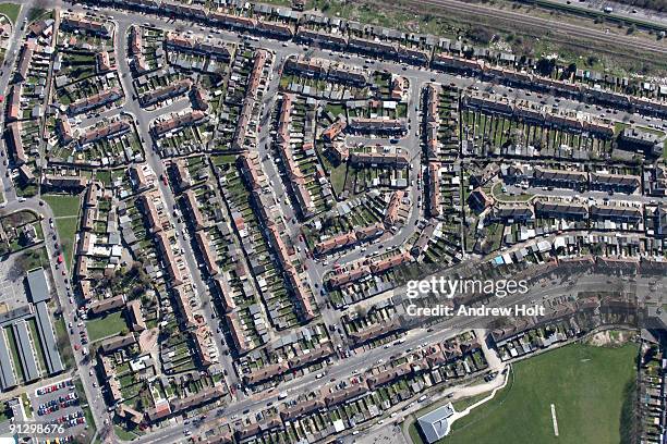 aerial view of suburban housing - enfield stock-fotos und bilder