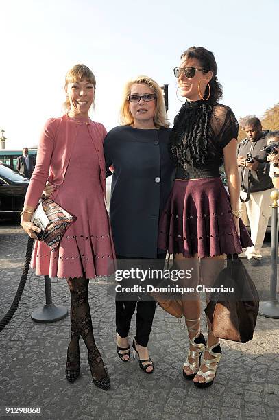 Mathilde Agostinelli , Catherine Deneuve and guest attend the Balenciaga Pret a Porter show as part of the Paris Womenswear Fashion Week...
