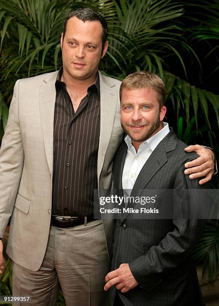 Actor Vince Vaughn and Director Peter Billingsley arrive for the premiere of 'Couples Retreat' at the Event Cinemas George Street on October 1, 2009...