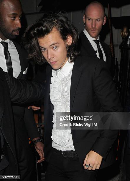 Harry Styles attends an after party at Annabel's Club on October 29, 2014 in London, England.