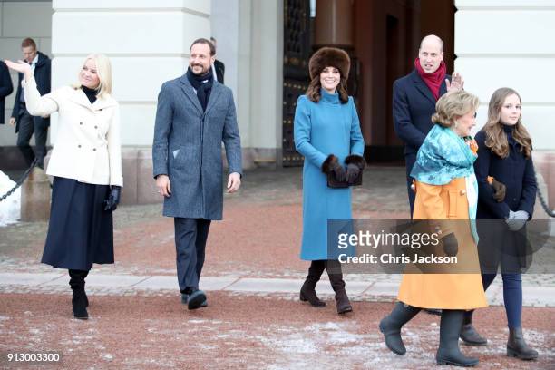 Crown Princess Mette-Marit of Norway, Crown Prince Haakon, Catherine, Duchess of Cambridge, Prince William, Duke of Cambridge, Queen Sonja of Norway...