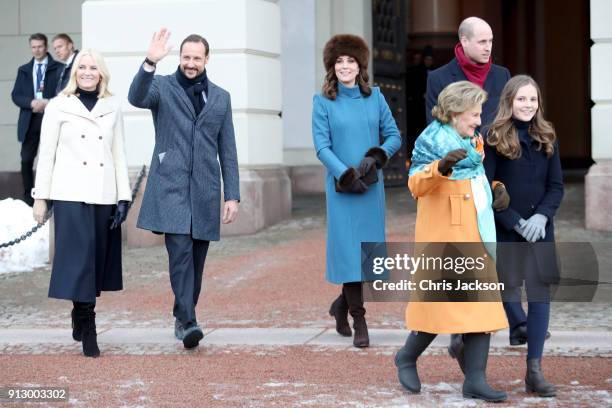 Crown Princess Mette-Marit of Norway, Crown Prince Haakon, Catherine, Duchess of Cambridge, Prince William, Duke of Cambridge, Queen Sonja of Norway...