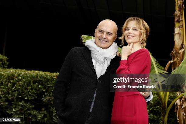 Sonia Bergamasco and Luca Zingaretti attend 'Il Commisario Montalbano' photocall at Rai Viale Mazzini on February 1, 2018 in Rome, Italy.