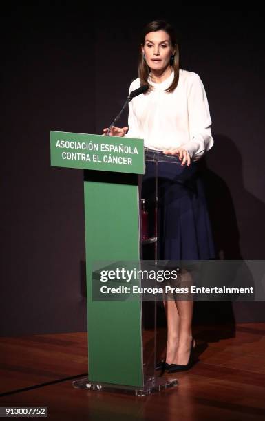 Queen Letizia of Spain attends the VII Cancer Forum 'Por un enfoque integral' at Reina Sofia Museum on February 1, 2018 in Madrid, Spain.