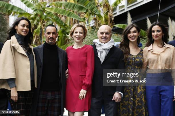 Desiree Noferini, Peppino Mazzotta, Sonia Bergamasco, Luca Zingaretti, Stella Egitto and Serena Iansiti attend 'Il Commisario Montalbano' photocall...