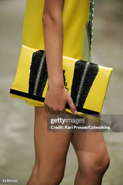 Model walks down the catwalk during the Holly Fulton fashion show as part of London Fashion Week on September 22, 2009 in London, England.