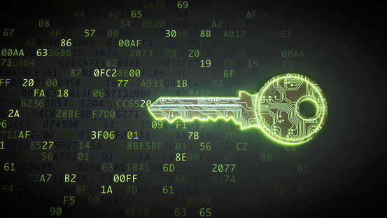 Green circuit digital key on binary code