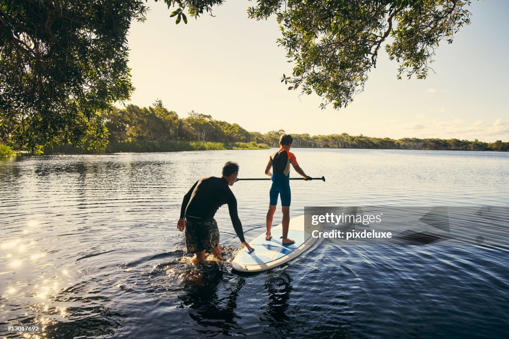 Ensinando meu filho a remar