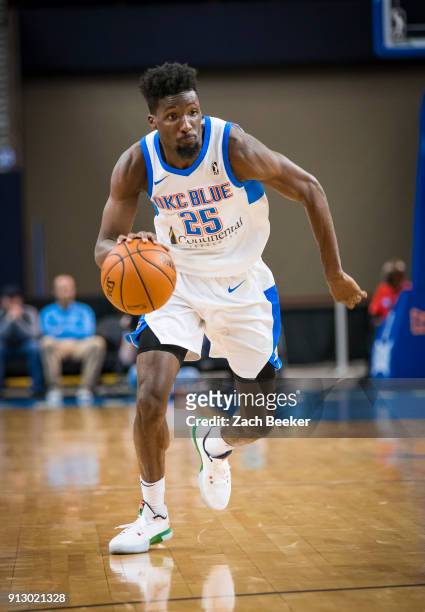 Daniel Hamilton of the Oklahoma City Blue handles the ball against the Iowa Wolves in Oklahoma City, OK on January 31, 2018. NOTE TO USER: User...