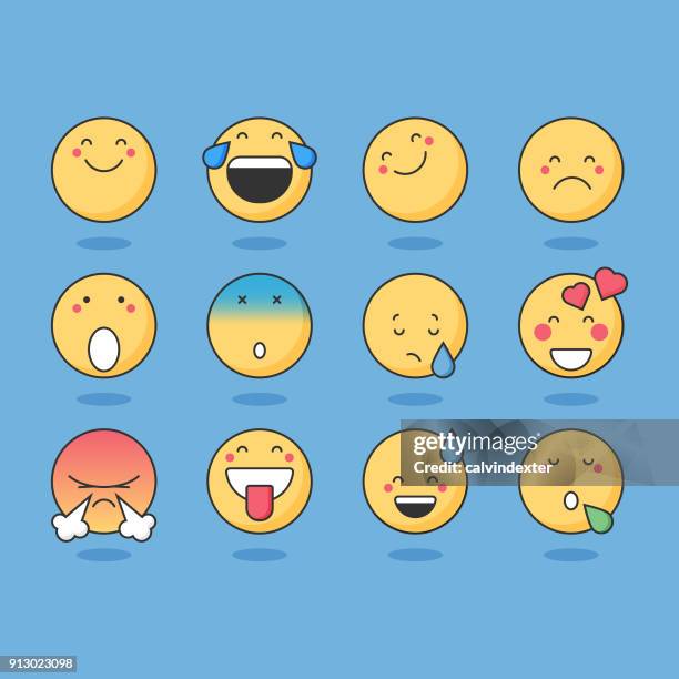 basic emoticons - faces positive negative stock illustrations