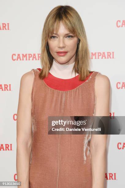 Gaia Trussardi walks the red carpet for Campari Red Diaries 'The Legend of Red Hand' short movie on January 30, 2018 in Milan, Italy.