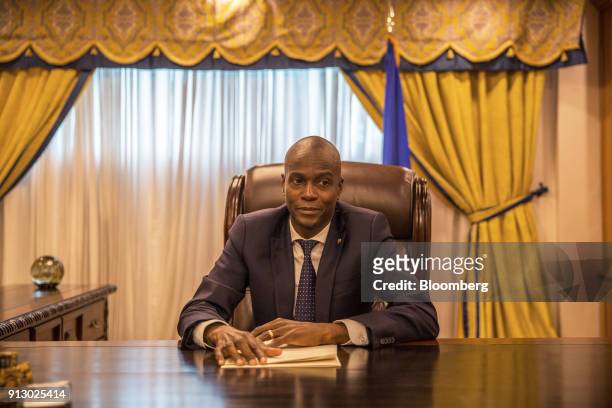 Jovenel Moise, Haiti's president, listens during an interview in Port-Au-Prince, Haiti, on Monday, Jan. 29, 2018. Moise said he was "taken aback" by...