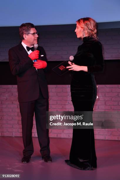 Campari CEO, Bob Kunze-Concewitz joins Mia Ceran on the stage at the premiere of 'The Legend of Red Hand' short movie"npremiere for Campari Red...