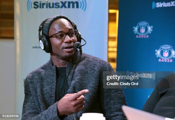 Player Terence Newman attends SiriusXM at Super Bowl LII Radio Row at the Mall of America on February 1, 2018 in Bloomington, Minnesota.