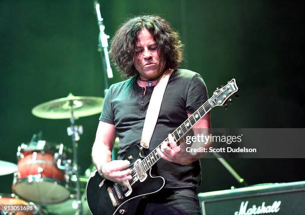 Guitarist Stevie Salas performs onstage with Kings of Chaos at the Adopt the Arts annual rock gala at Avalon Hollywood on January 31, 2018 in Los...