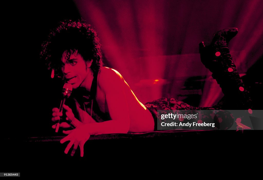 Prince With Golden Raspberry A portrait of the musician Prince, performing on stage in Detroit ...
