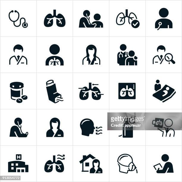 respiratory therapy icons - respiratory disease stock illustrations