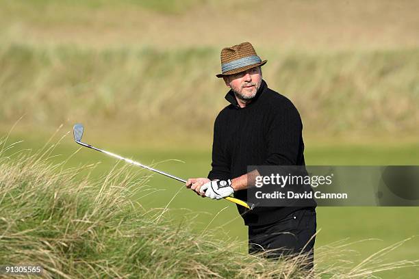 Aidan Quinn of Ireland plays his second shot at the par 4, 7th hole during the first round of the Alfred Dunhill Links Championship at Kingsbarns, on...