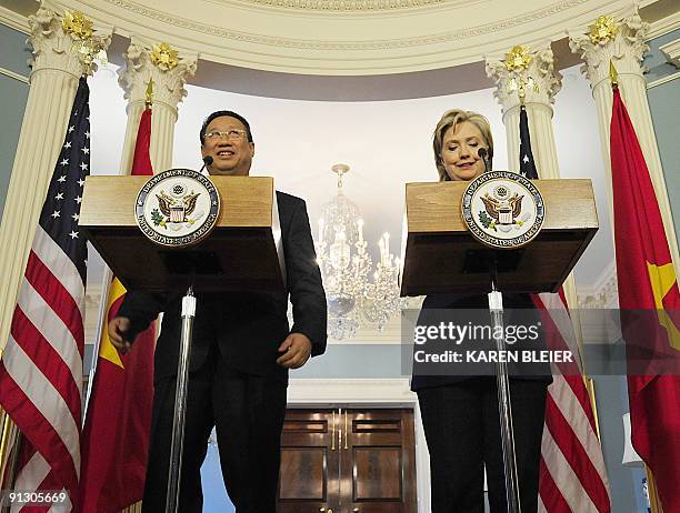 Secretary of State Hillary Clinton hosts a Bilateral Meeting with Vietnamese Foreign Minister Pham Gia Khiem at the Department of State on October 1,...