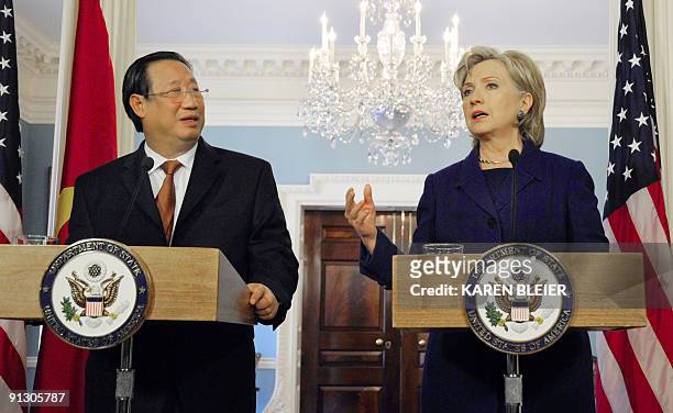 Secretary of State Hillary Clinton hosts a Bilateral Meeting with Vietnamese Foreign Minister Pham Gia Khiem at the Department of State on October 1,...