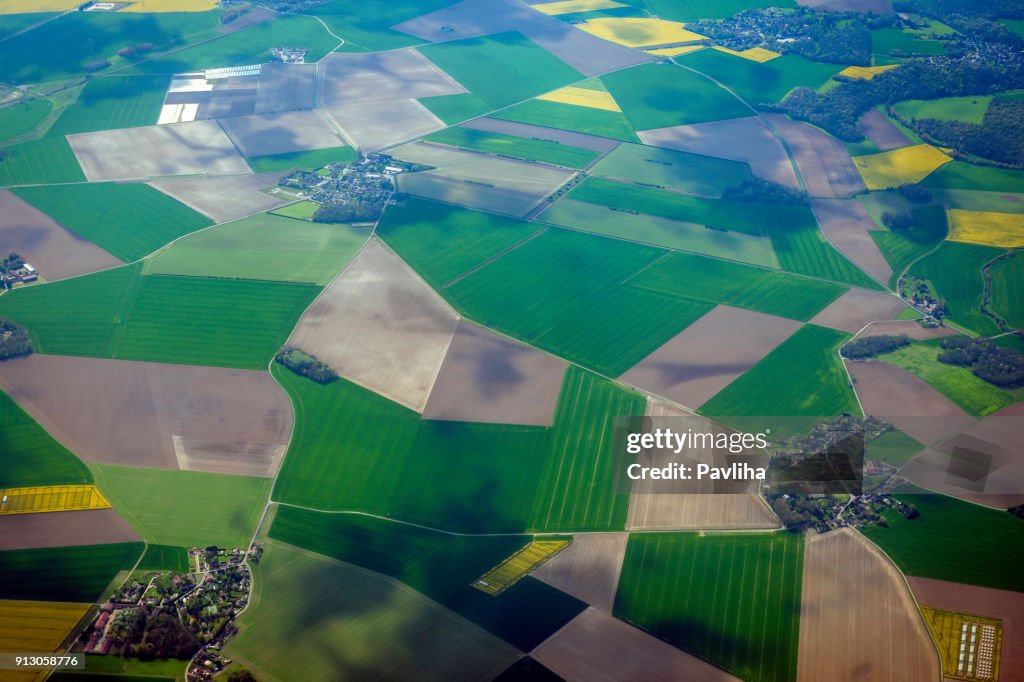 Aerial view of the French countryside before Paris,France