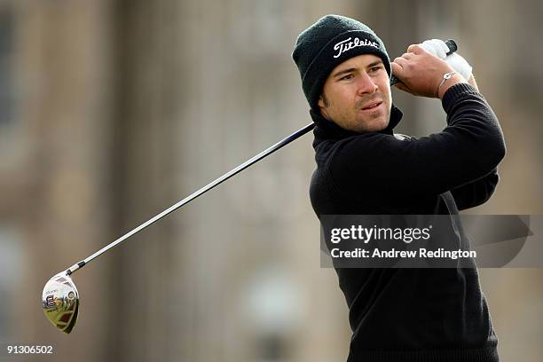 Jean-Baptiste Gonnet of France hits his tee shot on the second hole during the first round of The Alfred Dunhill Links Championship at The Old Course...