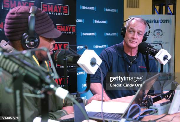 Former NFL player and sportscaster Daryl "Moose" Johnston attends SiriusXM at Super Bowl LII Radio Row at the Mall of America on February 1, 2018 in...
