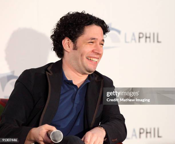 Gustavo Dudamel at his first day of work as the Los Angeles Philharmonic's new Music Director at the Walt Disney Concert Hall on September 30, 2009...