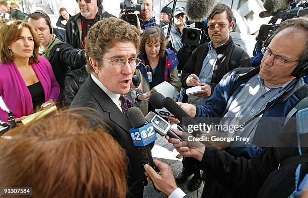 Defense attorney Robert Steele for Brian David Mitchell, speaks to the media in front of the Federal Court House after Elizabeth Smart testified, for...