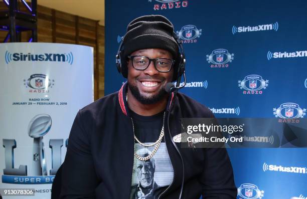 Gerald McCoy of the Tampa Bay Buccaneers attends SiriusXM at Super Bowl LII Radio Row at the Mall of America on February 1, 2018 in Bloomington,...