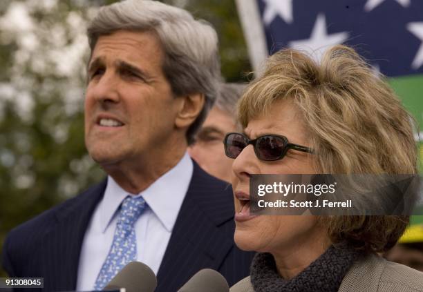 Senate Foreign Relations Chairman John Kerry, D-Mass., and Senate Environment and Public Works Chairwoman Barbara Boxer, D-Calif., during a rally...