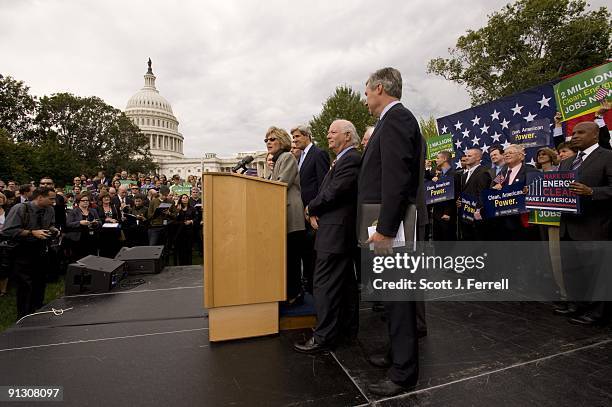 Senate Environment and Public Works Chairwoman Barbara Boxer, D-Calif., Senate Foreign Relations Chairman John Kerry, D-Mass., Sen. Benjamin L....