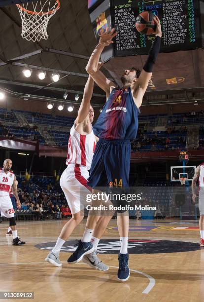 Ante Tomic, #44 of FC Barcelona Lassa in action during the 2017/2018 Turkish Airlines EuroLeague Regular Season Round 21 game between FC Barcelona...