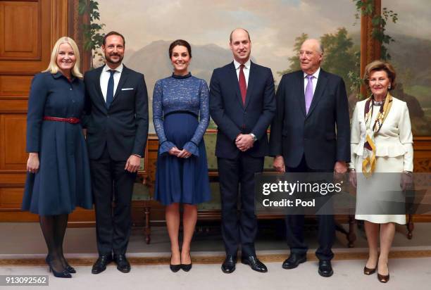 Norway's Crown Princess Mette Marit and Crown Prince Haakon, Britain's Catherine, Duchess of Cambridge and Prince William, Duke of Cambridge,...