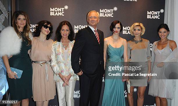 AliceTaglioni, Juliette Binoche, Jacqueline Bisset, Lutz Bethge, Eva Green, Clotilde Courau and Virginie Ledoyen attend the Montblanc Paris Flagship...